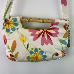 Vintage Braciano Floral Bamboo Handle Crossbody Bag